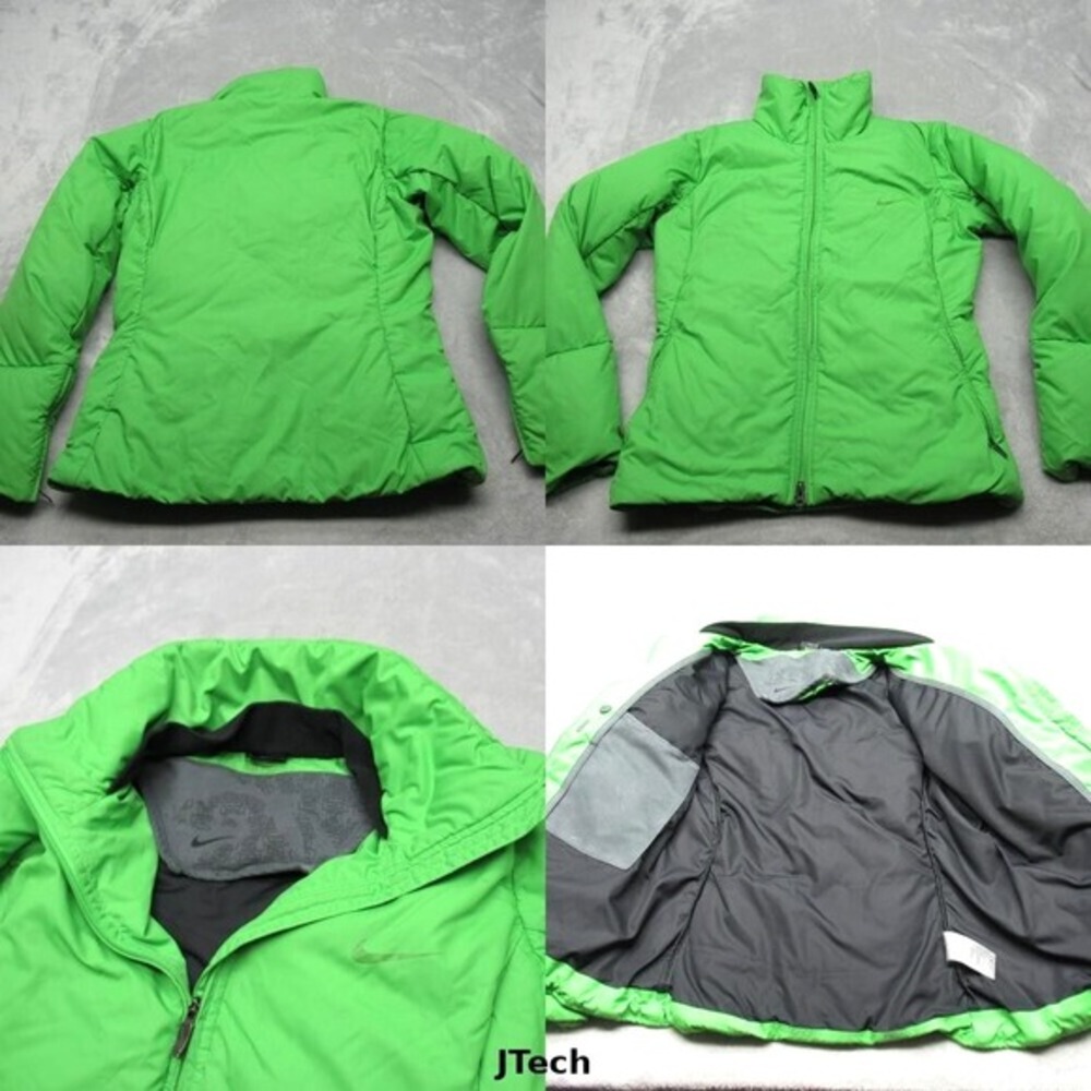 Nike Down Jacket Youth Large 12-14 Green Swoosh Zip Pockets Ripstop Full Zip - Picture 1 of 16